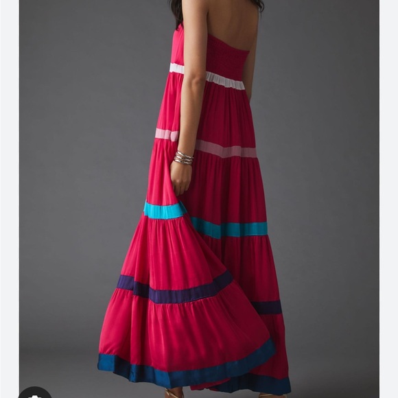 NWT Samant Chauhan strapless colorblock dress medium Anthropologie - Picture 2 of 6